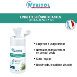 Wyritol - Lingettes désinfectantes toutes surfaces - 120 feuilles