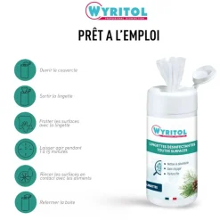 Wyritol - Lingettes désinfectantes toutes surfaces - 120 feuilles