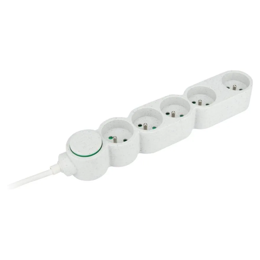 Zenitech - Multiprise - Eco-responsible - 5 Prises - 2P+T - Home Green - Blanc