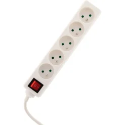 zenitech - Multiprise 5 prises avec interrupteur - blanc - 1m