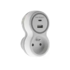 Zenitech - Multiprise 1 Prise + 2 Chargeurs USB A+C - 16A +2.1A - Blanc
