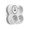 Zenitech - Triplite - 2 Chargeurs USB A+C - 16A+2.1A - Blanc et Gris