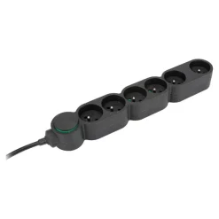 zenitech Home Green - Multiprises avec 6 prises 16A + interupteur - 3680 Watt - 1.5 m cordon - noir