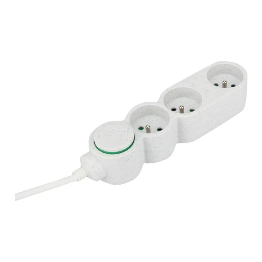 zenitech Home Green - Multiprises avec 3 prises 16A + interupteur - 3680 Watt - 1.5 m cordon - blanc